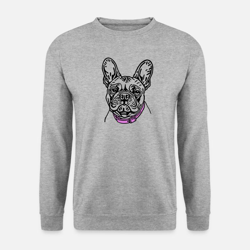 Französische Bulldogge - Unisex Pullover - Weißgrau meliert
