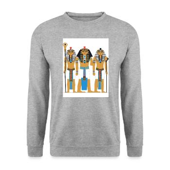 Rot-weiß illustriertes Selbstliebe-Shirt - Unisex Pullover - Weißgrau meliert - Vorne - Alina (178cm) & Michal (187cm)