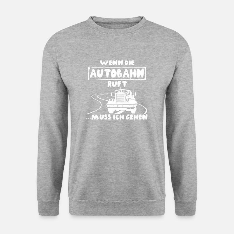 LKW-Fahrer Autobahn - Unisex Pullover - Weißgrau meliert