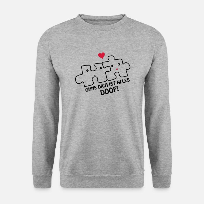 ohne_dich_ist_alles_doof2 - Unisex Pullover - Weißgrau meliert