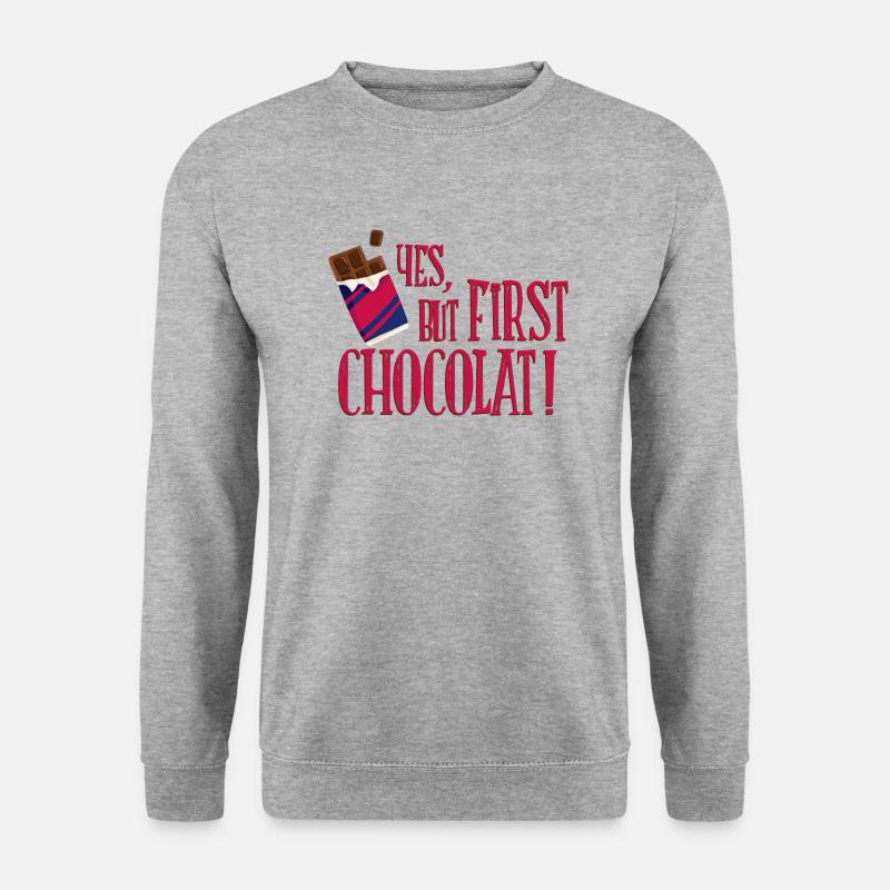 yes_but_first_chocolat_06201603 - Unisex Pullover - Weißgrau meliert