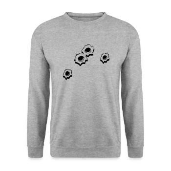 Loch Löcher einschüsse - Unisex Pullover - Weißgrau meliert - Vorne - Alina (178cm) & Michal (187cm)