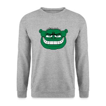 monster face funny ogre ork troll knom horror - Unisex Sweatshirt - salt & pepper - Front - Alina (178cm) & Michal (187cm)