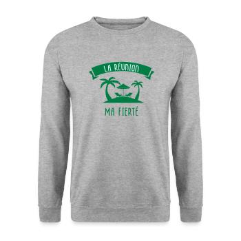 La Réunion Ma Fierté - Sweat-shirt Unisexe - gris chiné - Devant - Alina (178cm) & Michal (187cm)