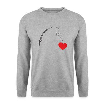 Je lance ma canne à pêche pour l’amour 1 - Sweat-shirt Unisexe - gris chiné - Devant - Alina (178cm) & Michal (187cm)