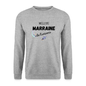 meilleure marraine de l'univers cadeau marraine - Sweat-shirt Unisexe - gris chiné - Devant - Alina (178cm) & Michal (187cm)