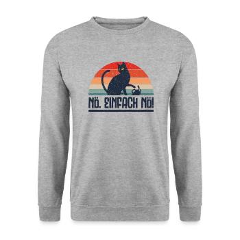 Nö Einfach Nö Katze Kaffee Lustig Ironisch Koffein - Unisex Pullover - Weißgrau meliert - Vorne - Alina (178cm) & Michal (187cm)