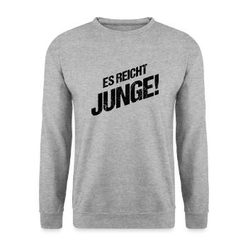 Es reicht Junge - Unisex Pullover - Weißgrau meliert - Vorne - Alina (178cm) & Michal (187cm)