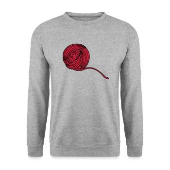 Comic Wollball Illustration - Unisex Pullover - Weißgrau meliert - Vorne - Alina (178cm) & Michal (187cm)