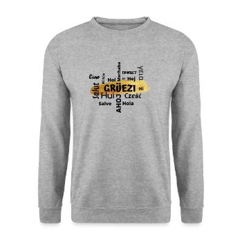 Grüezi 2 - Unisex Pullover - Weißgrau meliert - Vorne - Alina (178cm) & Michal (187cm)