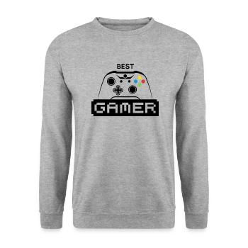 Best Gamer - Unisex Pullover - Weißgrau meliert - Vorne - Alina (178cm) & Michal (187cm)