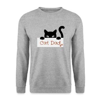 Katzenvater Liebhaber - Unisex Pullover - Weißgrau meliert - Vorne - Alina (178cm) & Michal (187cm)