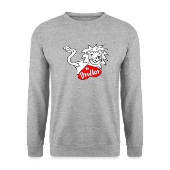 Brülllöwe - Unisex Pullover - Weißgrau meliert - Vorne - Alina (178cm) & Michal (187cm)