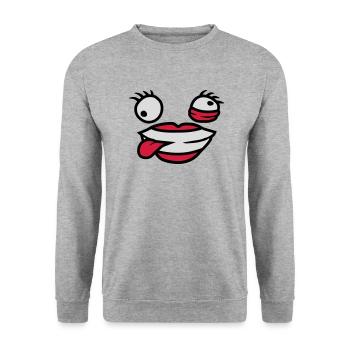 Visage comique féminin fou - Sweat-shirt Unisexe - gris chiné - Devant - Alina (178cm) & Michal (187cm)