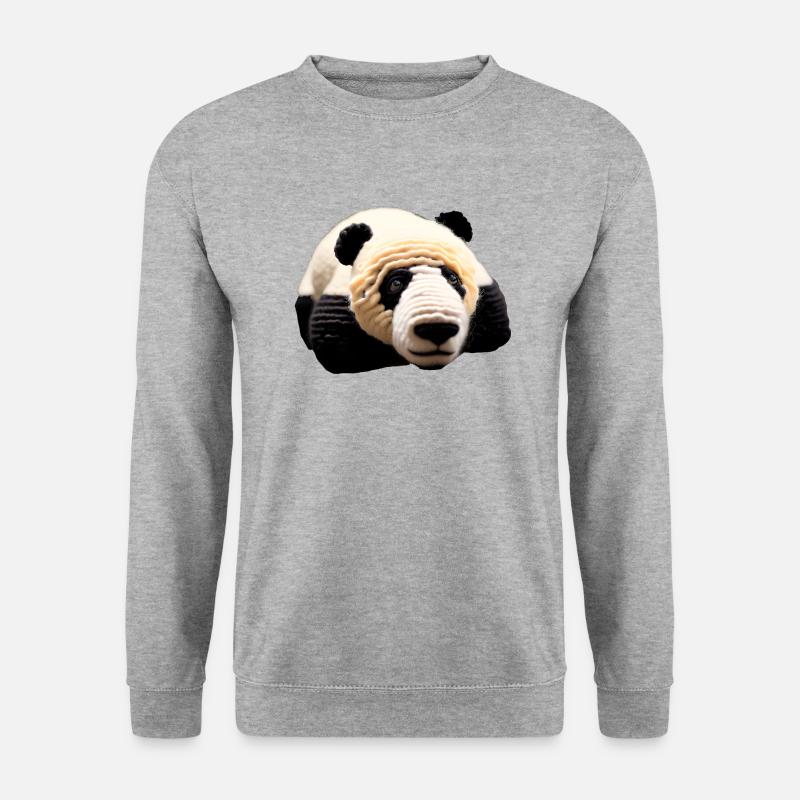 Panda groß - Unisex Pullover - Weißgrau meliert