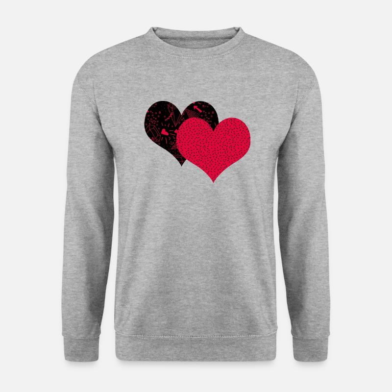 Zwei Herzen - Unisex Pullover - Weißgrau meliert