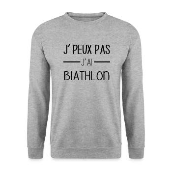 Biathlon addict, tir et glisse me fascinent - Sweat-shirt Unisexe - gris chiné - Devant - Alina (178cm) & Michal (187cm)