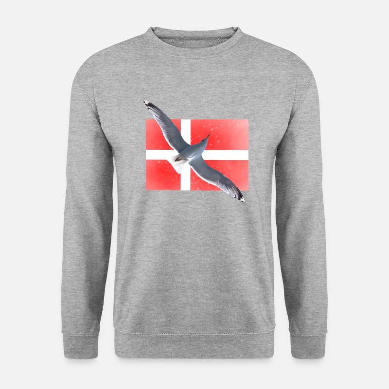 Dänemark Möwe Danmark - Unisex Pullover - Weißgrau meliert