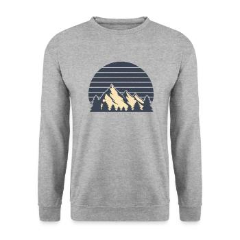 vintage sunset Berge weiß 2 - Unisex Pullover - Weißgrau meliert - Vorne - Alina (178cm) & Michal (187cm)
