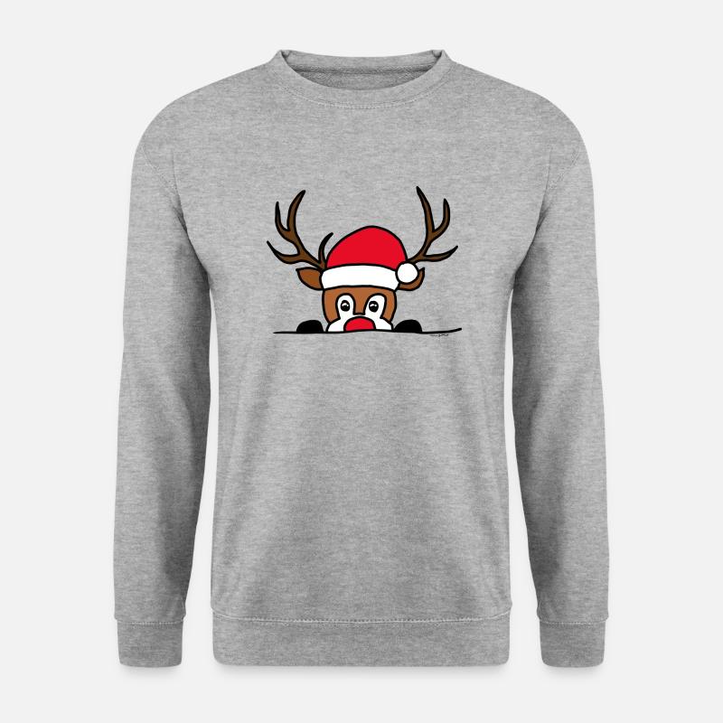 Elch Weihnachten - Unisex Pullover - Weißgrau meliert