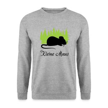 "Süße Maus: Zierliche Niedlichkeit" - Unisex Pullover - Weißgrau meliert - Vorne - Alina (178cm) & Michal (187cm)