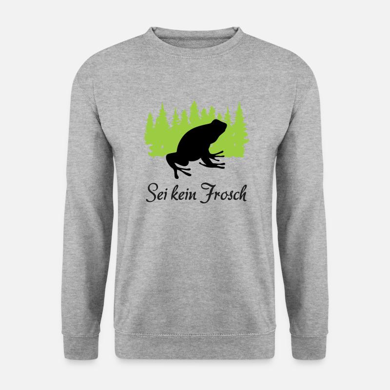 "Frecher Quaker: Sei kein Frosch" - Unisex Pullover - Weißgrau meliert