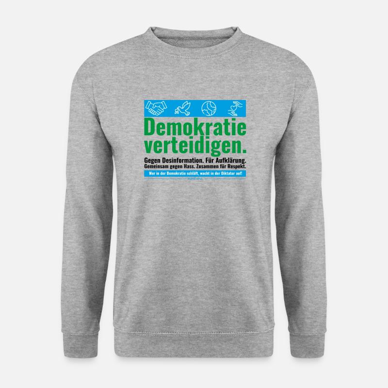 Mimikama Demokratie verteidigen - Unisex Pullover - Weißgrau meliert