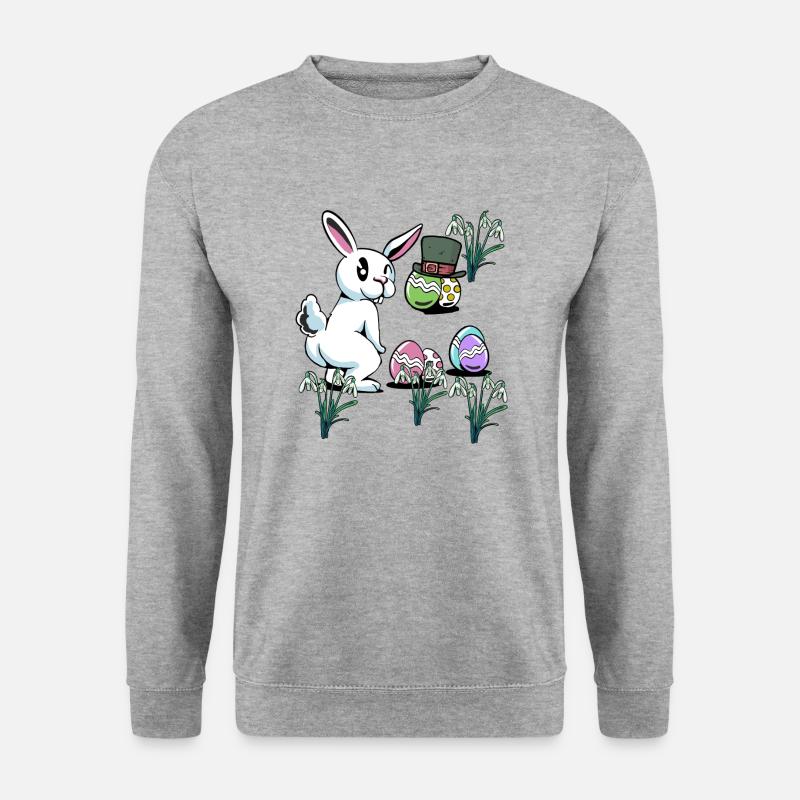 Schlappohr Kind Ostern Eier Hut Nager Kaninchen - Unisex Pullover - Weißgrau meliert