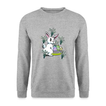 Spring snowdrop flowers Easter bunny - Unisex Sweatshirt - salt & pepper - Front - Alina (178cm) & Michal (187cm)