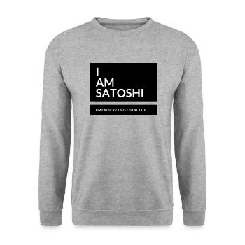 I am Satoshi - Unisex Sweatshirt - salt & pepper - Front - Alina (178cm) & Michal (187cm)