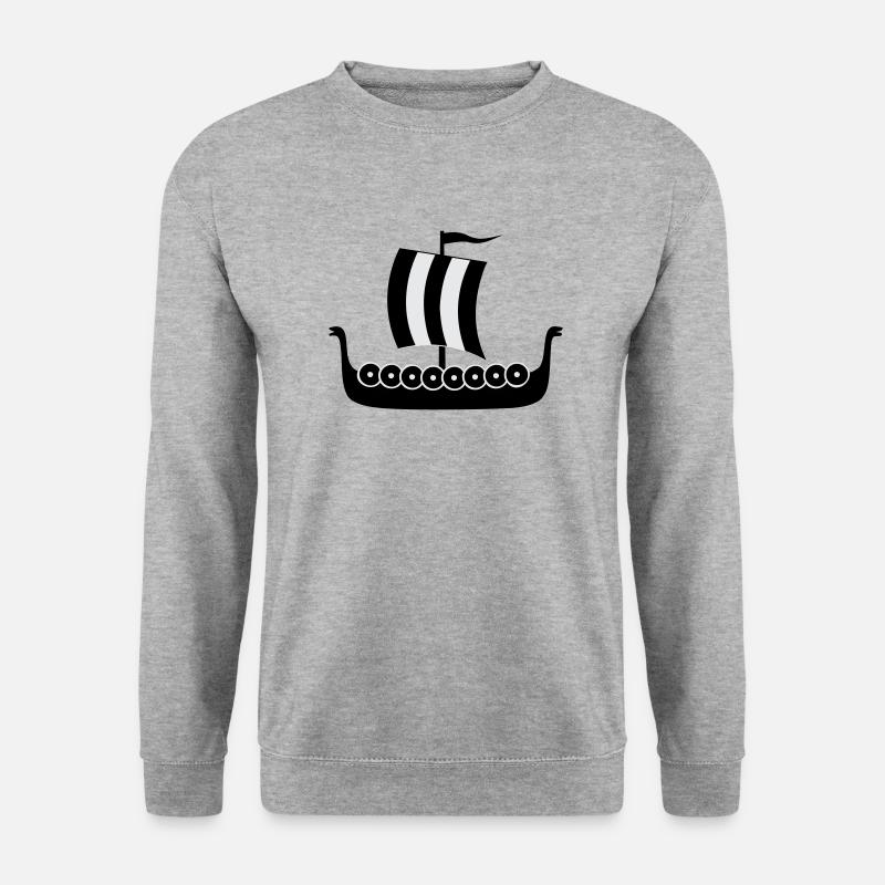 wikingerschiff_vektor - Unisex Pullover - Weißgrau meliert