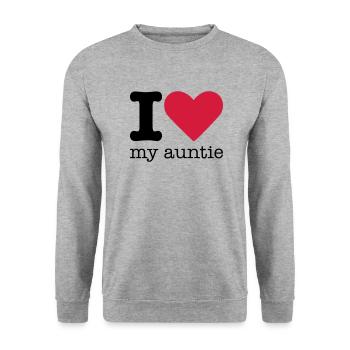 I Love My Auntie - Unisex Pullover - Weißgrau meliert - Vorne - Alina (178cm) & Michal (187cm)