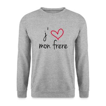 I love my brother - Unisex Sweatshirt - salt & pepper - Front - Alina (178cm) & Michal (187cm)