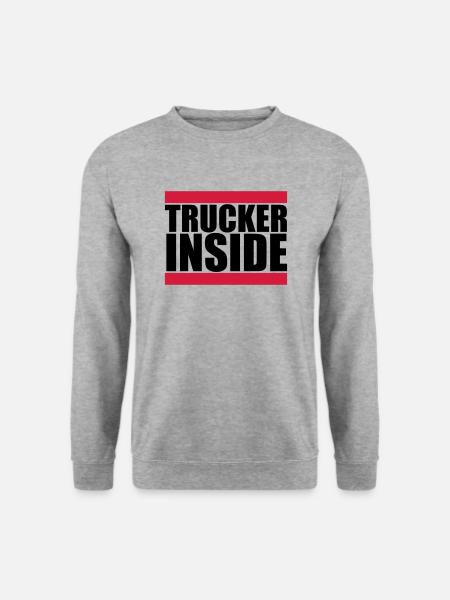 logo trucker inside truck lkw lastwagen fernfahrer - Unisex Pullover - Weißgrau meliert