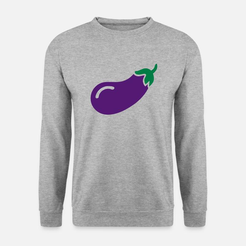 Aubergine - Unisex Pullover - Weißgrau meliert