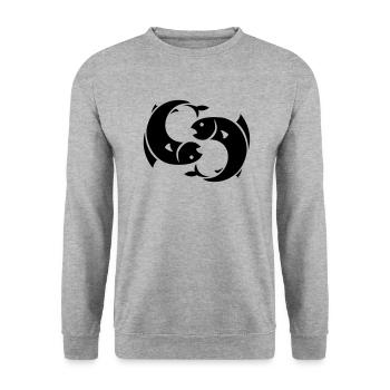 fish - Unisex Sweatshirt - salt & pepper - Front - Alina (178cm) & Michal (187cm)