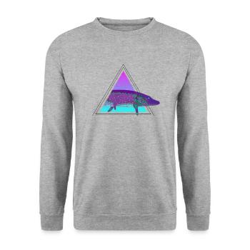 Vaporwave Hecht Retro - Sweat-shirt Unisexe - gris chiné - Devant - Alina (178cm) & Michal (187cm)