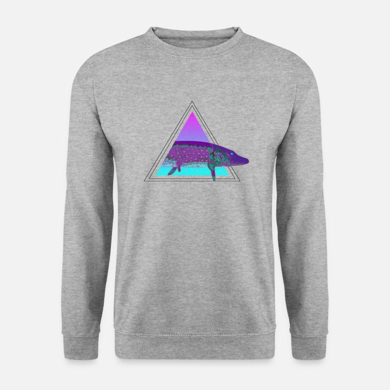 Vaporwave Hecht Retro - Unisex Pullover - Weißgrau meliert