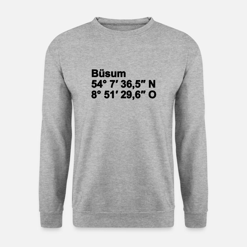 Büsum Leuchtturm Koordinaten - Unisex Pullover - Weißgrau meliert