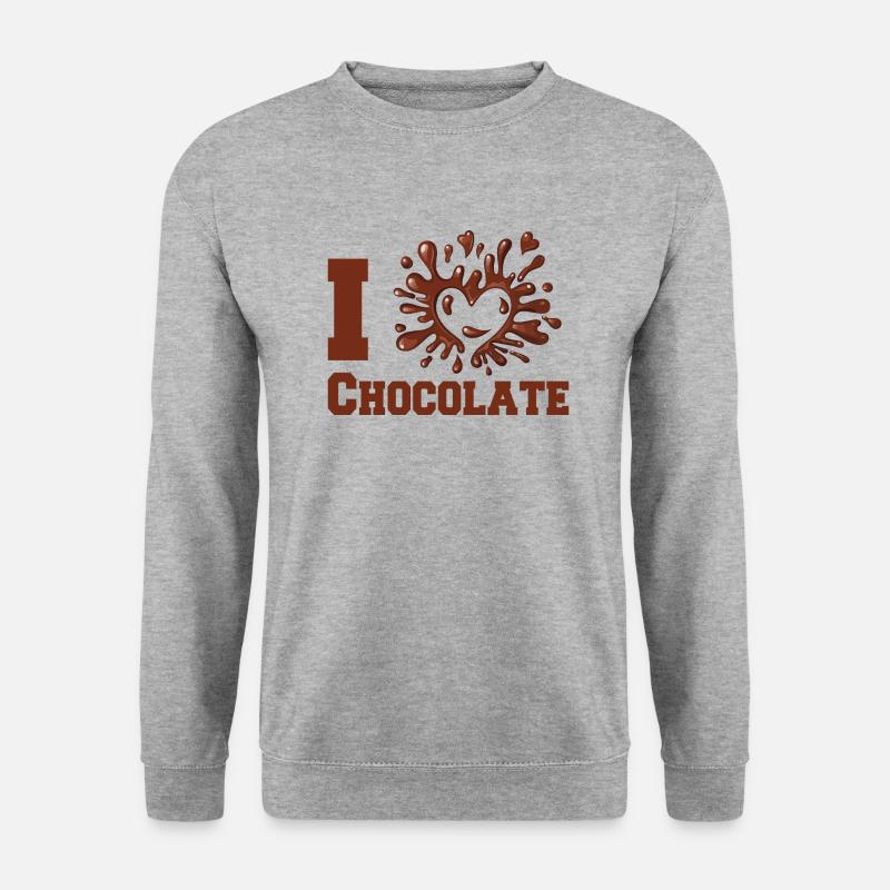 Ich liebe Schokolade - Unisex Pullover - Weißgrau meliert