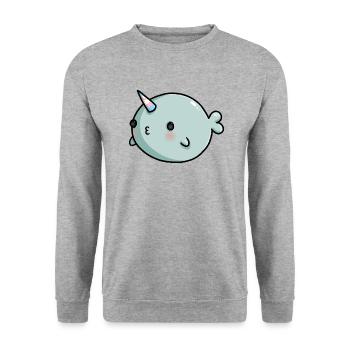 Sweet Narwhal Trans Transgender Flag LGBTQ - Unisex Sweatshirt - salt & pepper - Front - Alina (178cm) & Michal (187cm)