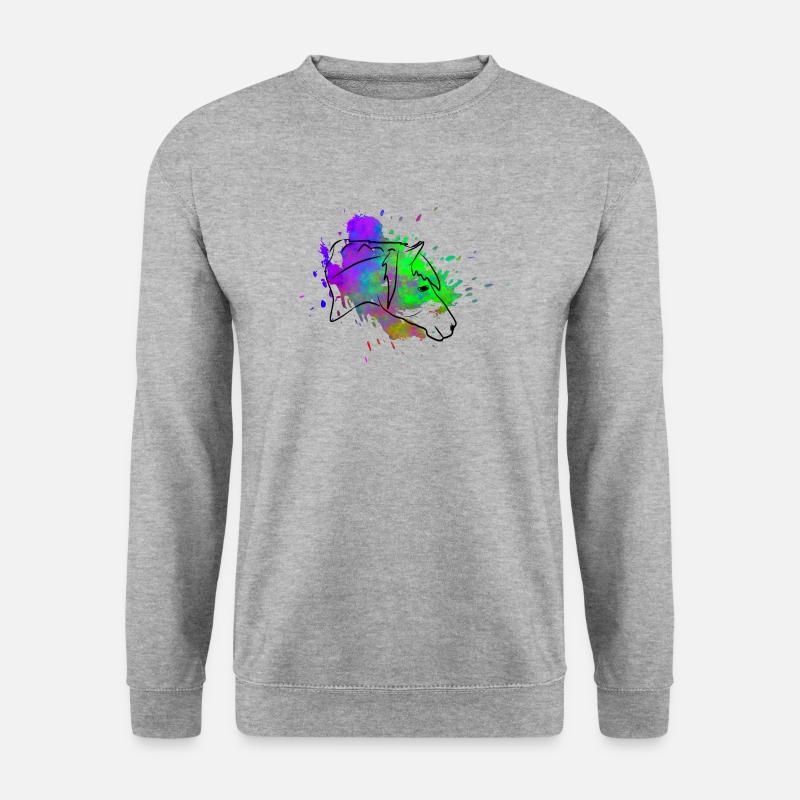 Pferdekopf - Unisex Pullover - Weißgrau meliert