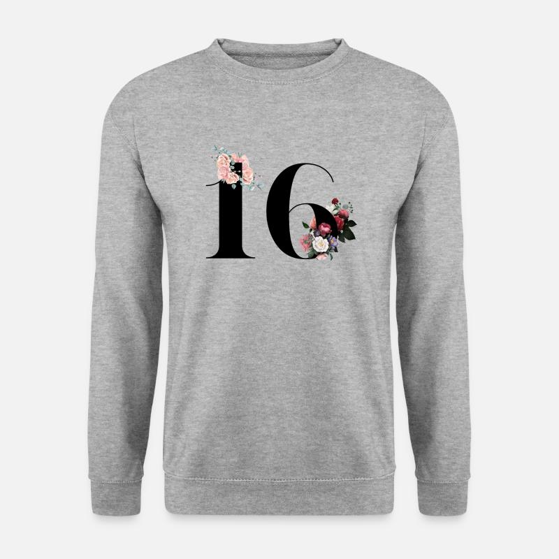 Blumen zum 16-jährigen Jubiläum (Geschenk von 16 Jahren) - Unisex Pullover - Weißgrau meliert