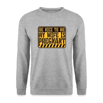my wife is pregnant - Unisex Pullover - Weißgrau meliert - Vorne - Alina (178cm) & Michal (187cm)