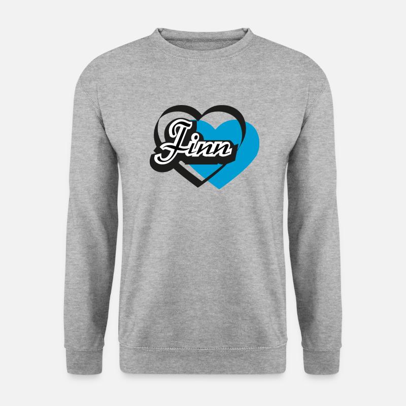 Name Finn Herz - Unisex Pullover - Weißgrau meliert