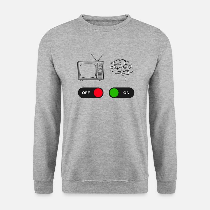 Schalten Sie den Fernseher aus und das Gehirn ein - Unisex Pullover - Weißgrau meliert