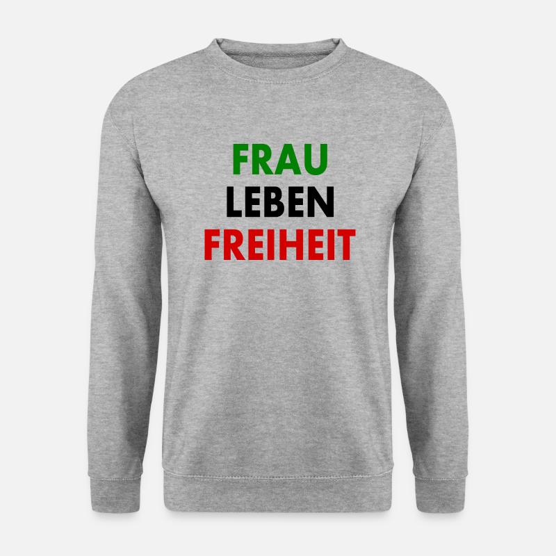 Frau leben freiheit - Unisex Pullover - Weißgrau meliert