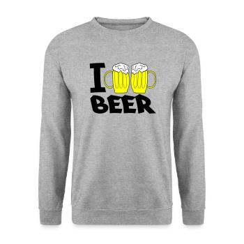 i love beer - Unisex Sweatshirt - salt & pepper - Front - Alina (178cm) & Michal (187cm)