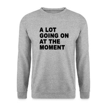 Im Moment ist viel los - Unisex Pullover - Weißgrau meliert - Vorne - Alina (178cm) & Michal (187cm)