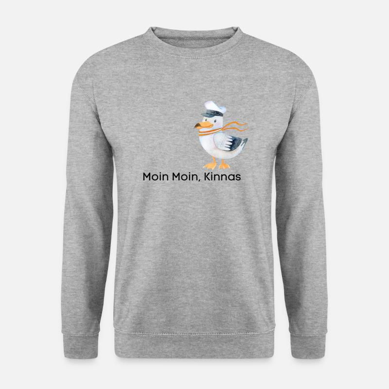 Moin, Moin, Kinnas - Unisex Pullover - Weißgrau meliert